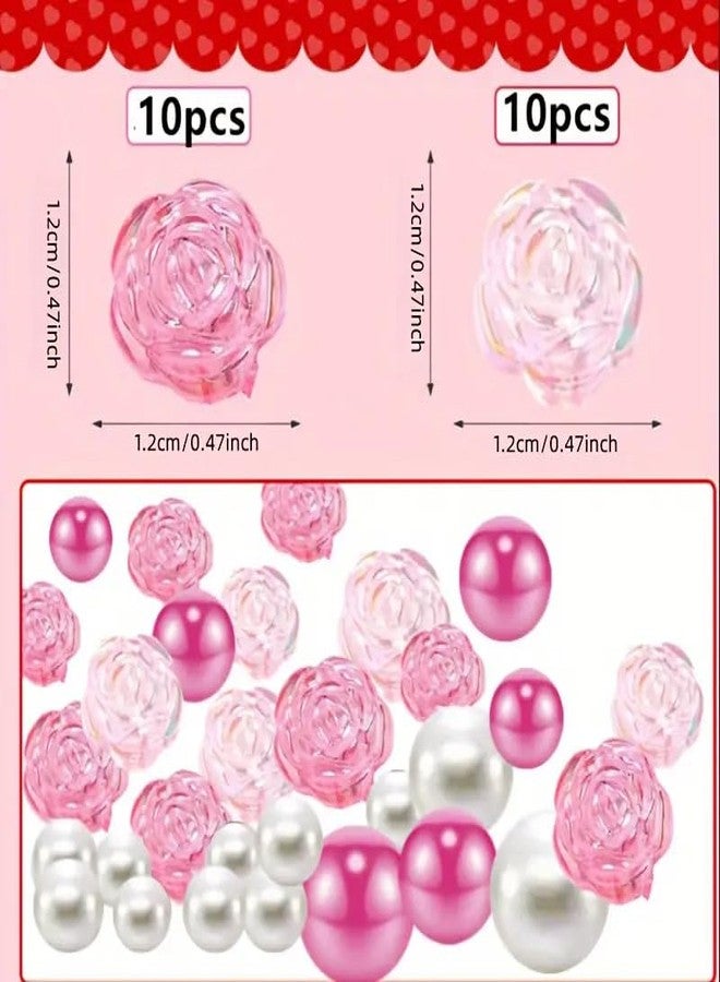 werdecade 76 Pcs Vase Filler Acrylic Pink Rose Candy Cane Peppermint Gems Sensory Bin Fillers for Wedding Spring Summer Centerpieces Table Decorations,Table Scatters,Easter Craft - Image 2